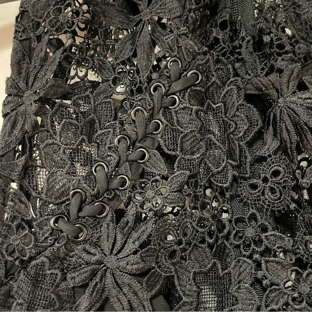 Bardot Black Sheer Lace Overlay Sleeveless High Neck Dress Sz 10 - Picture 7 of 8